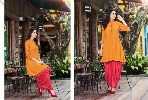 Summer Kurtis - Rayon Fabric, Sizes S-XXXL, Orange Color, Short Sleeve, Trendy Style | Casual, Daily Wear, Ethnic, Formal, Party Wear