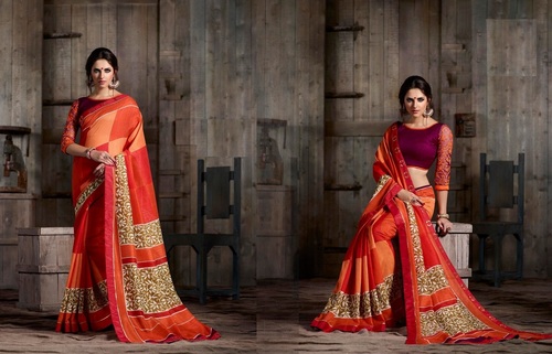 Orrange Fancy Silk Saree