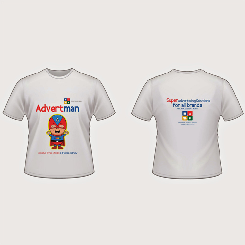 White Round Neck Printed T-shirt