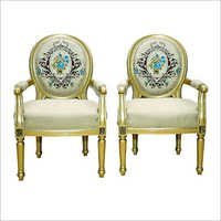 Wood Carving Motive Golden Bedroom Chairs