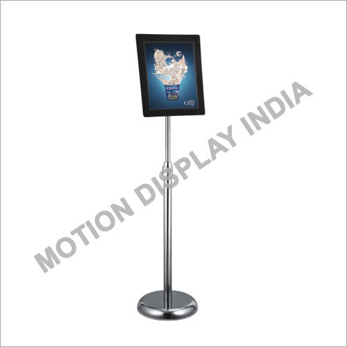 LED Poster Stand - Acrylic and Metal, 12" Base Diameter , Lightweight Design, Adjustable Height, LED Lighting, Easy Installation, Heavy Base