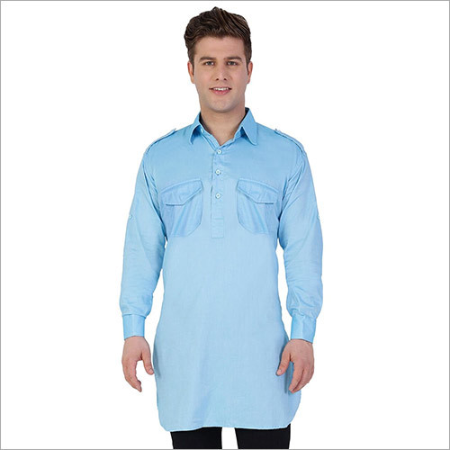 Woolen Veera Paridhaan Men'S Solid Blue Kurta