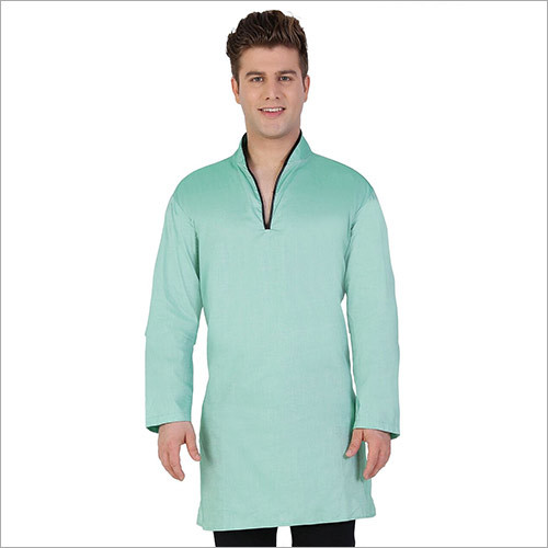 Cotton Veera Paridhaan Men'S Solid Green Kurta