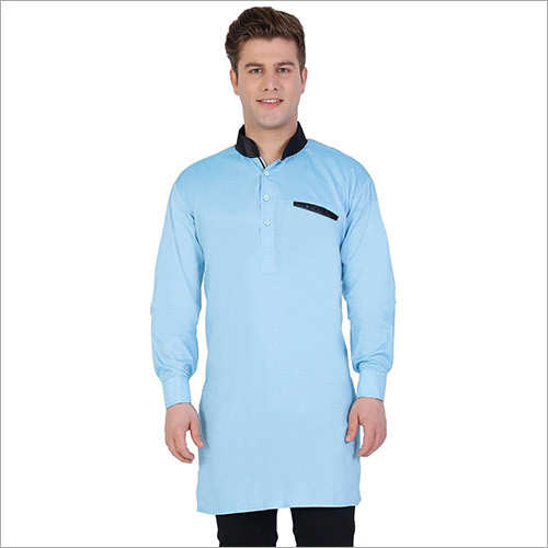 Cotton Veera Paridhaan Men'S Solid Blue Kurta Pajama