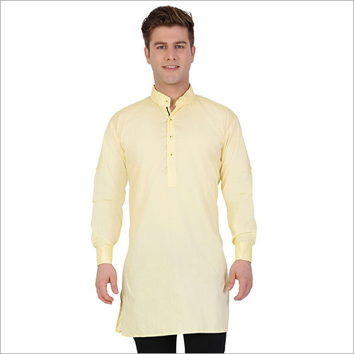 Cotton Veera Paridhaan Men'S Solid Yellow Kurta Pajama