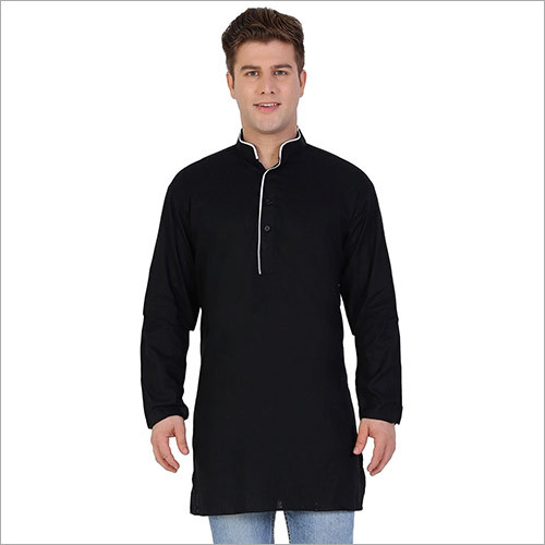 Cotton Veera Paridhaan Men'S Solid Black Kurta Pajama