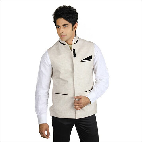 White Veera Paridhan Men'S Beige Nehru Jacket