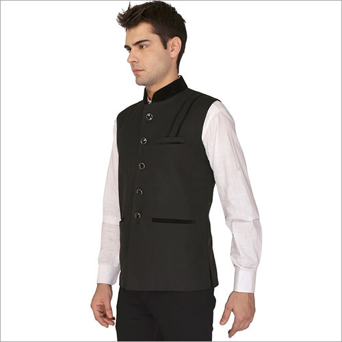 Black Veera Paridhaan Men'S Red Jute Nehru Jacket
