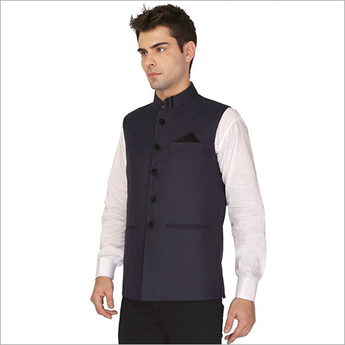 Grey Veera Paridhaan Men'S Solid Neavy Blue Nehru Jacket