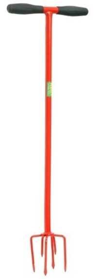 Soil Mixer - Plastic & Steel, 120cm Length, Red | Durable Design, Easy Mixing, Efficient Aeration, Ergonomic T-bar Handle, 5 Sturdy Tines