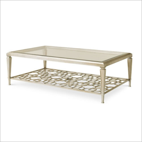 Metal Center Table with Glass Top