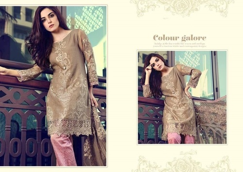 Designer Wedding Dress - Cotton Fabric, Coffee Color | Bollywood Style, Printed Pattern for Rainy, Spring, and Winter Seasons