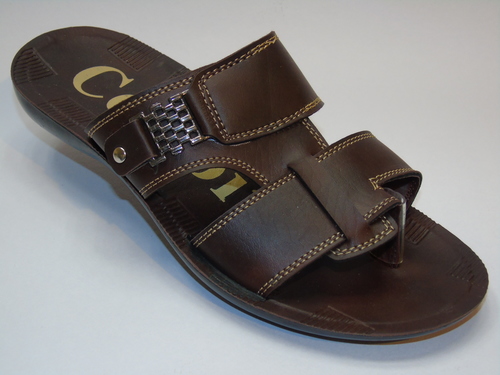 PU Slippers For Men - Leather, Size 6 to 10, Brown | PU Outsole & Insole, Cotton Lining, Suitable for All Seasons