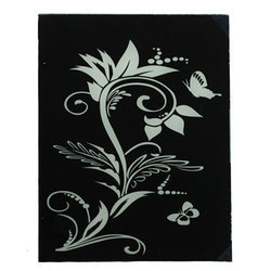 Acquered glass with design