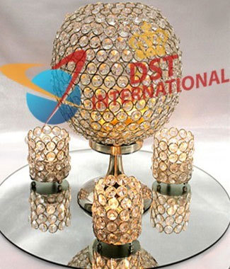 Elegant Golden Crystal Candle Holder