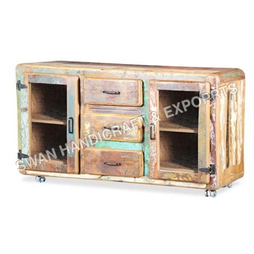 Handmade 2 Glass Door 3 Drawer Side Board
