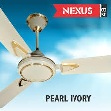 Elmeck Nexus Ceiling Fan - 48" Pearl Ivory | Home Application, 1200 mm Sweep, 370 m3/min Air Delivery, Speed up to 230 RPM