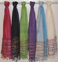 Kashmiri Silk Wool Shawl - 50% Wool, 50% Silk, 70x200 Cm | Lightweight, Colorfast, Hand-spun By Skilled Artisans