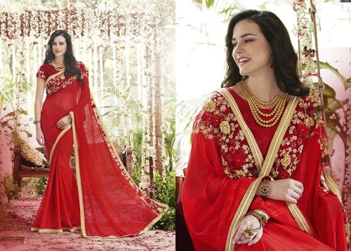 Red Georgette  Saree
