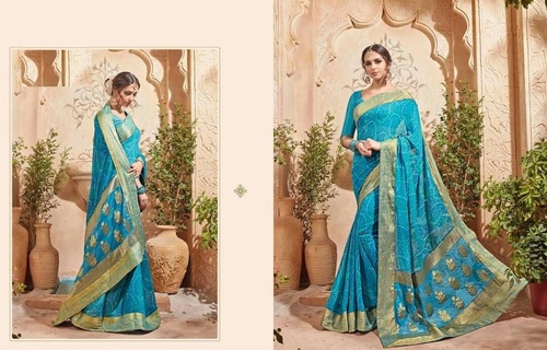 Blue Heavy Printed Saree