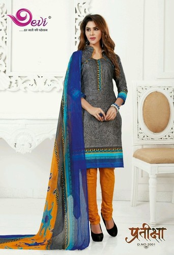 DEVI PRATIKS VOL-2 - Pure Cotton 2.5+2+2.25 Meter Suits with Chiffon Dupatta | Breathable, Quick Dry, Washable, Color-Fastness, Soft Feel