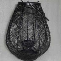 Hanging Wire Candle Holder - Metal Wire, 10x6 Inches, Black Coated, Intricate Pattern, Stylish Elegant Design