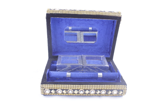 Designer Stone Beads Blue Color Bangle Box - Handmade Stone Beads, Easy Maintain, Regular Use, Gift Occasion