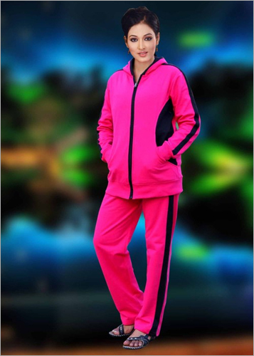 Ladies Night Suits - Fleece, S-XL, Pink | Zip Closure, Hooded Top, Soft Fabric, Cozy Comfort, Stylish Tracksuit