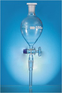 Borosilicate Glass Separating Funnels, Pear Shape
