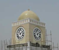 Modern Tower Clock - Metal And Concrete, Large Size, Beige Color | Analog Display, Waterproof, Weather Resistant Surface, 5-year Warranty