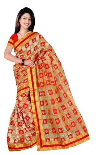 Fancy Handloom Web Dress - Cotton Silk Material, Orange Color | Alluring Printed Patterns, Lightweight Design, Modern-Tribal Prints