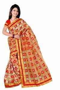 Fancy Handloom Web Dress - Cotton Silk Material, Orange Color | Alluring Printed Patterns, Lightweight Design, Modern-tribal Prints