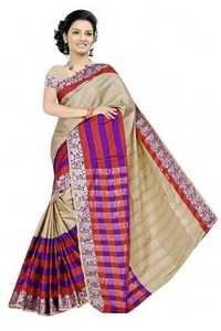 Blue Cotton Saree Fall