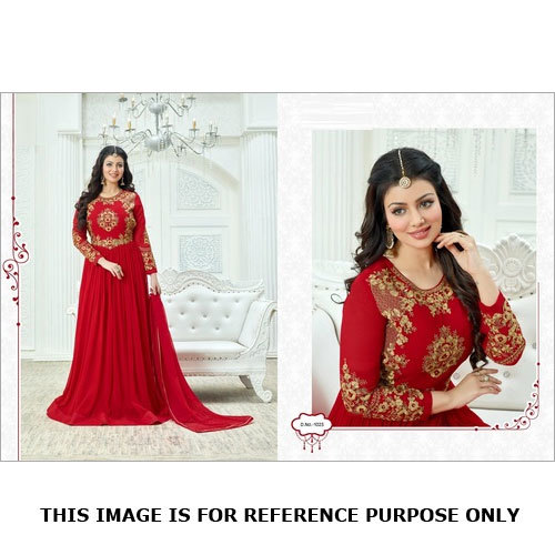Georgette Blushing Red Designer Suit Online