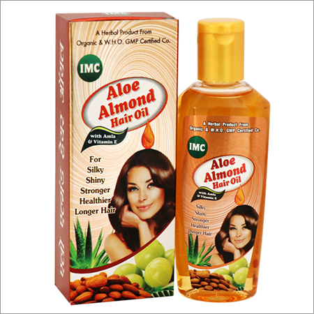 Aloe Almond Hair Oil - Enriched with 21 Natural Herbs, Orange Color, Oil Form | Prevents Premature Graying, Promotes Thickness, Aids Relaxation