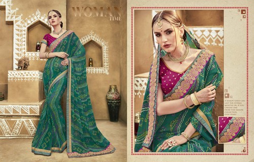 Green Bandhani Sarees