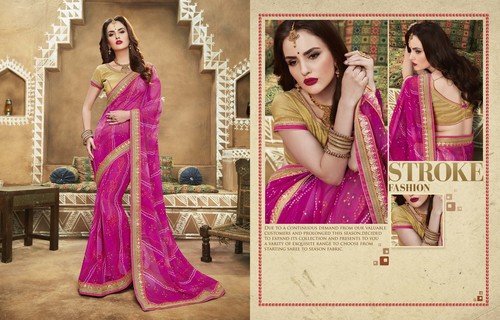 Pink Art Bandhani Saree