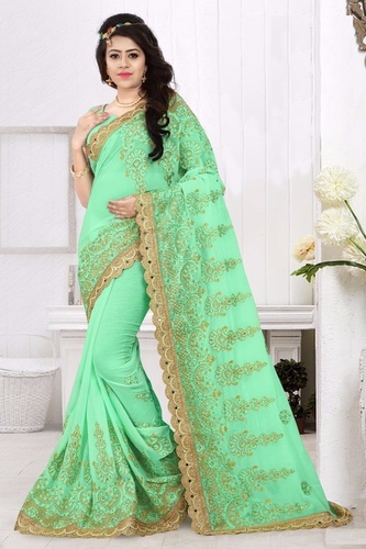 Green Embroidery Saree