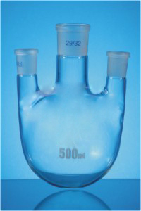 Borosilicate Glass Flask Round Bottom, Three Neck Parallel Din 12392
