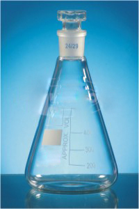 Borosilicate Glass Flasks, Erlenmeyer Stoppered