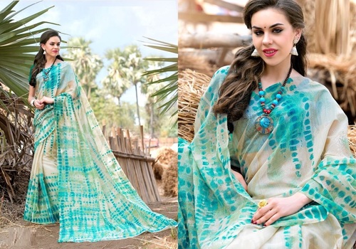 Blue Georgette Printed Saree