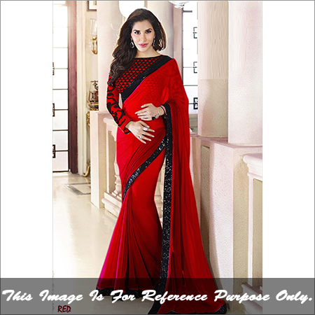 Ladies Plain Saree - Soft Fabric, 5.5 Meters, Red | Lightweight, Elegant Design, Comfortable Wear