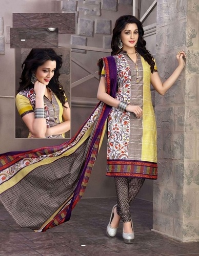 Yeloow Printed Cotton Suit