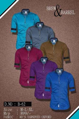 Shirt - 40's Yarn Dyed Oxford, M-L-XL, Multiple Colors | Button Closure, Collared, Soft Fabric, Stylish Design, Durable, Comfortable Fit, Easy Care, Versatile Style, Half Sleeves