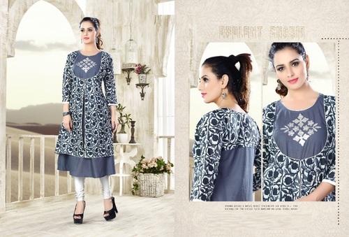 Printed Designer Kurti - Georgette, Sizes: XS-XXXL | Long Sleeve, Casual, Ethnic, Multi-Color Patterns, Washable