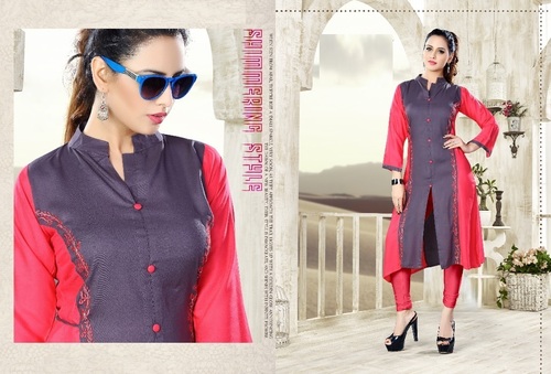 Designer Kurti - Georgette Fabric, Sizes: S, M, L, XL, Plus Size - Long Sleeve, Printed Pattern, Ideal for Casual and Formal Events, Available in Pink and More Transformative Colors