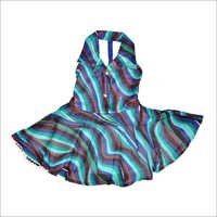 Designer Baby Frocks - Cotton, Custom Fit Options, Multicolor, Knee-length, Abstract Stripes, Lightweight And Comfortable, Sleeveless Halter Neck