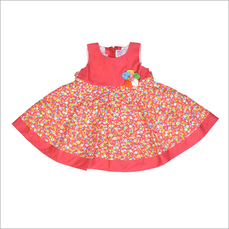 Girls Printed Red Frock
