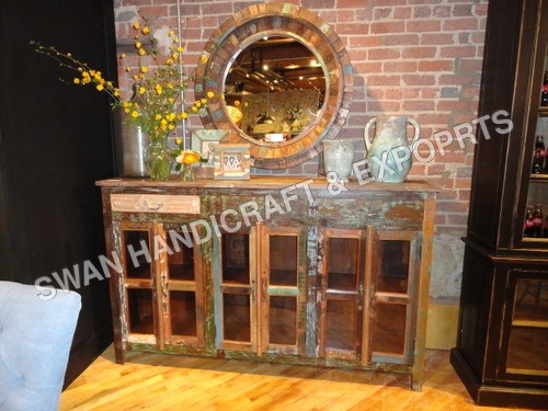 Rustic Wood Reclaimed Side Board - Solid Wood, Three Drawer Six Door Design | Durable, Easy to Clean, Eco-Friendly