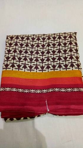 Red Uniform Saree With Border And Pallu